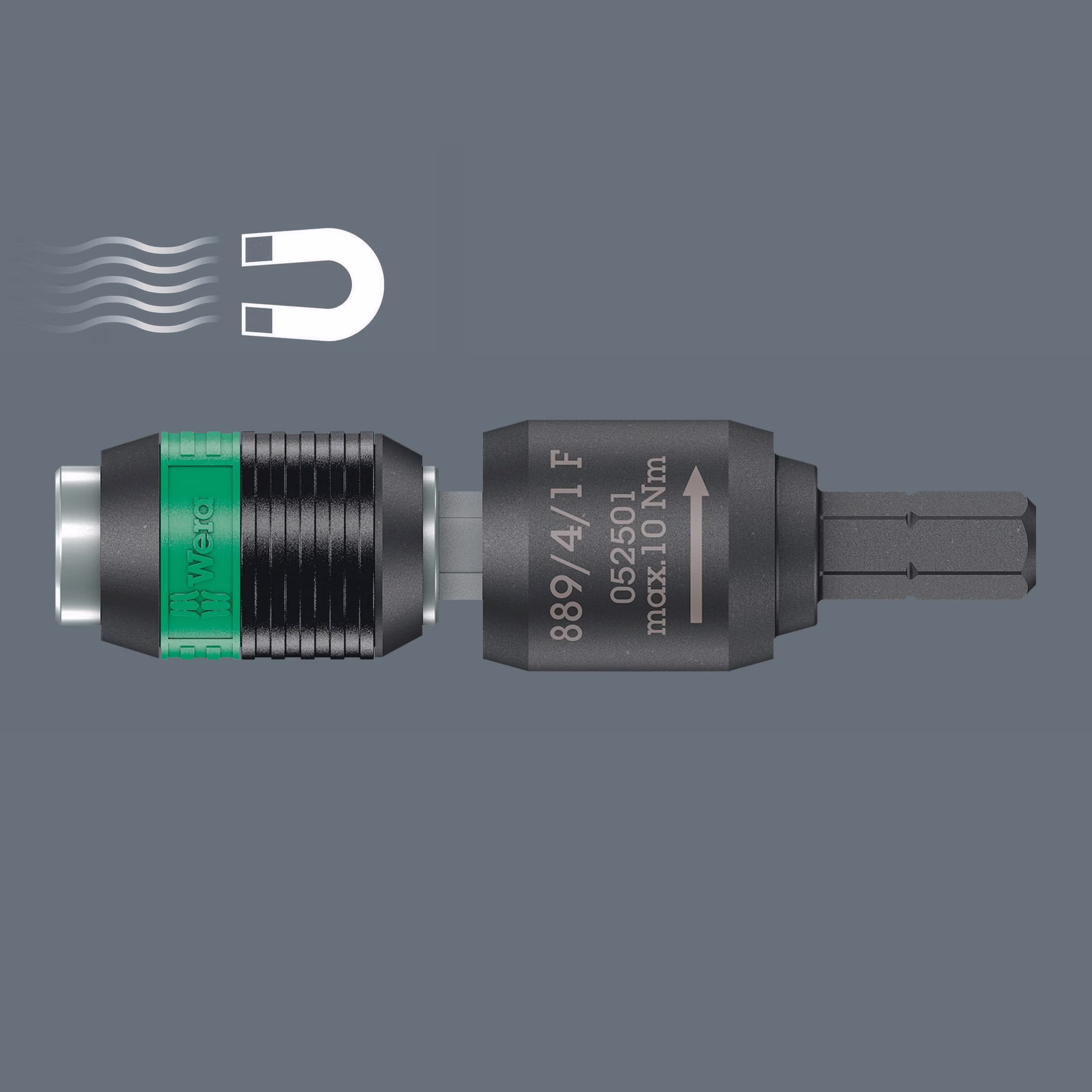 Bithalter 889/4/1 F Rapidaptor 1/4 Zoll C 6,3+E 6,3 Freilauf L.64mm