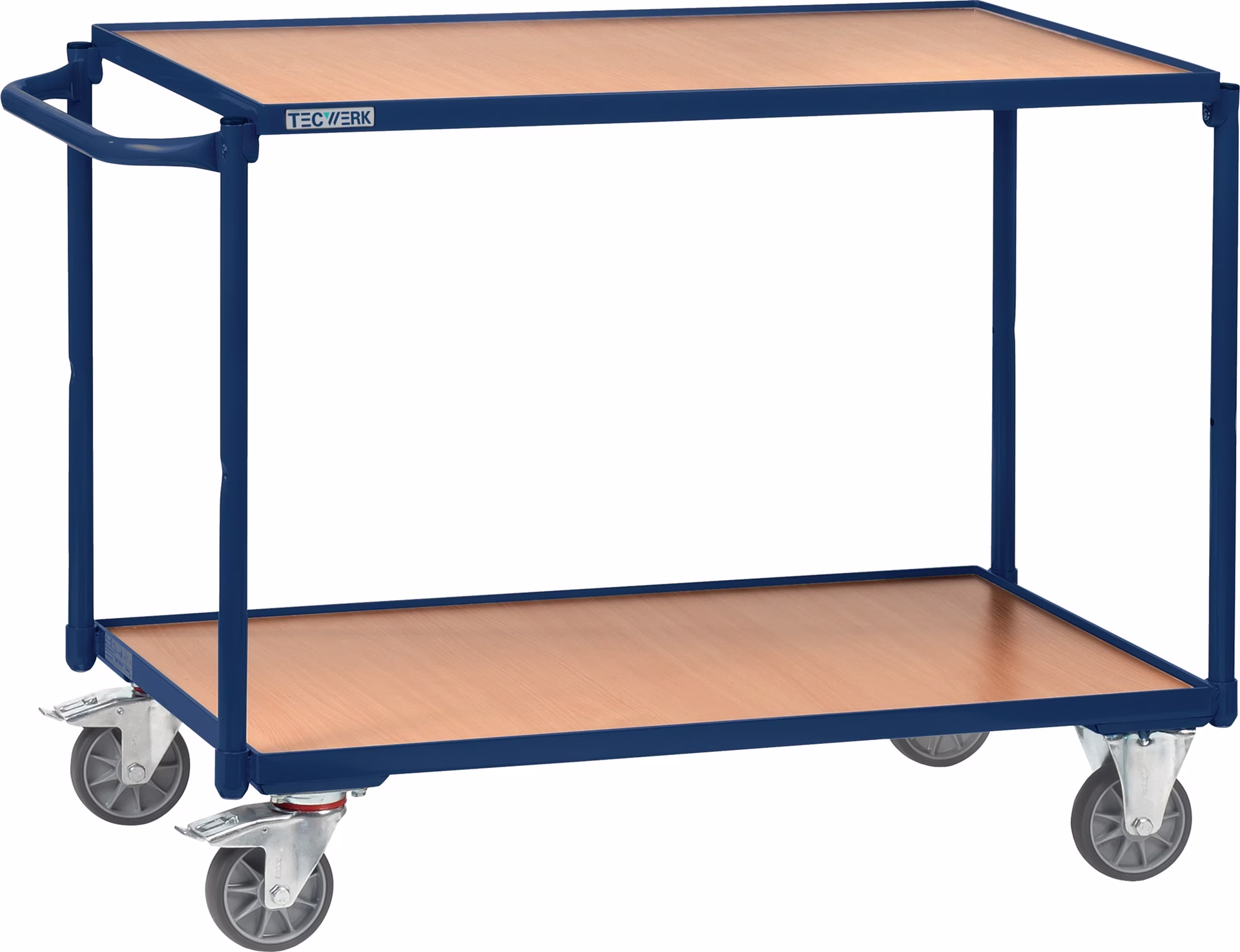 Tischwagen 2 Ladeflächen saphirblau Trgf.300kg Bügel waager