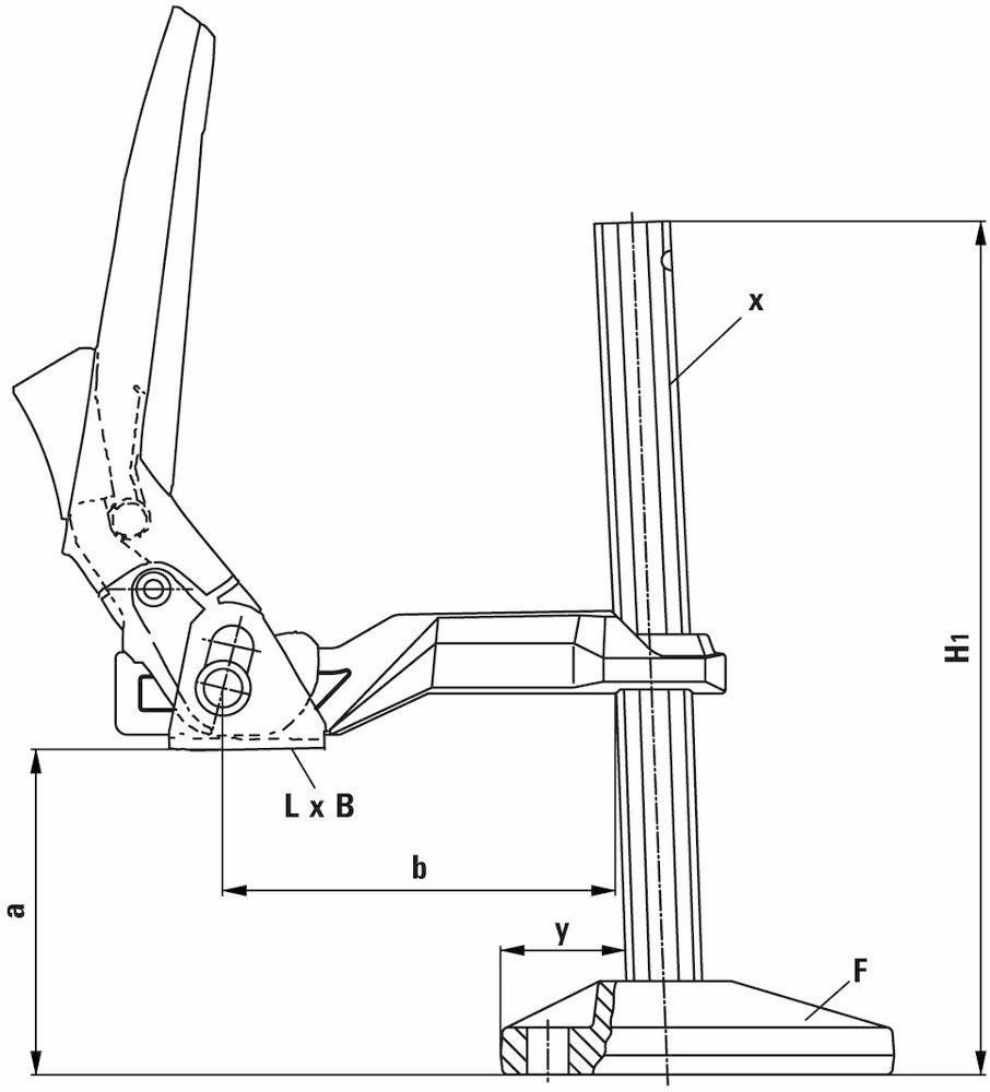 Maschinentischspanner Spann-H.200mm A.100mm Schienen-Q.19,5x9,5mm