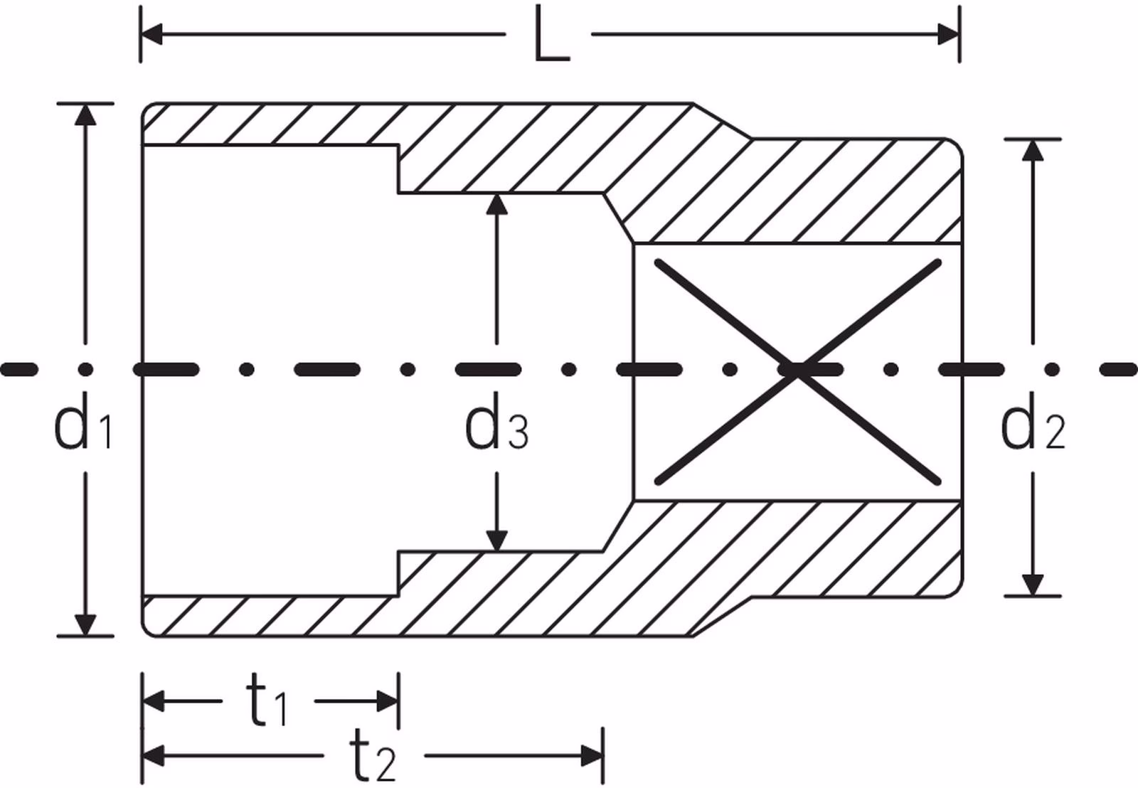 Steckschlüsseleinsatz 456 19 3/8 Zoll 6 kant SW 19mm L.32mm
