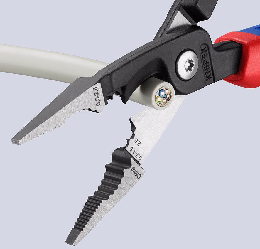 Elektroinstallationszange L.200mm pol.Comfort-Griff o.Öffnungsf