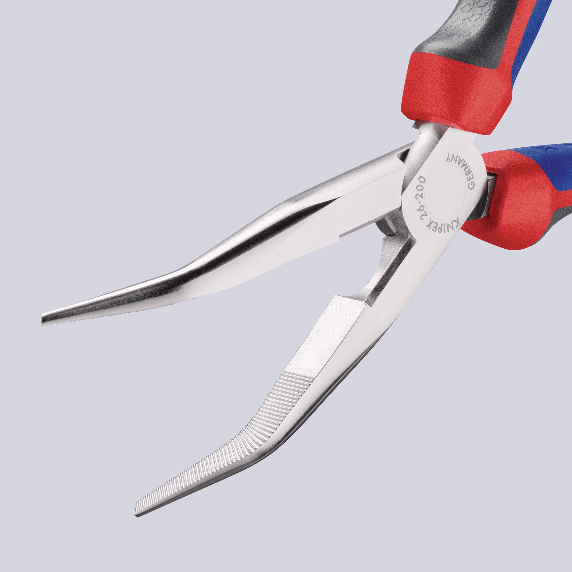 Flachrundzange L.200mm verchr.40Grad gew.Comfort-Griff
