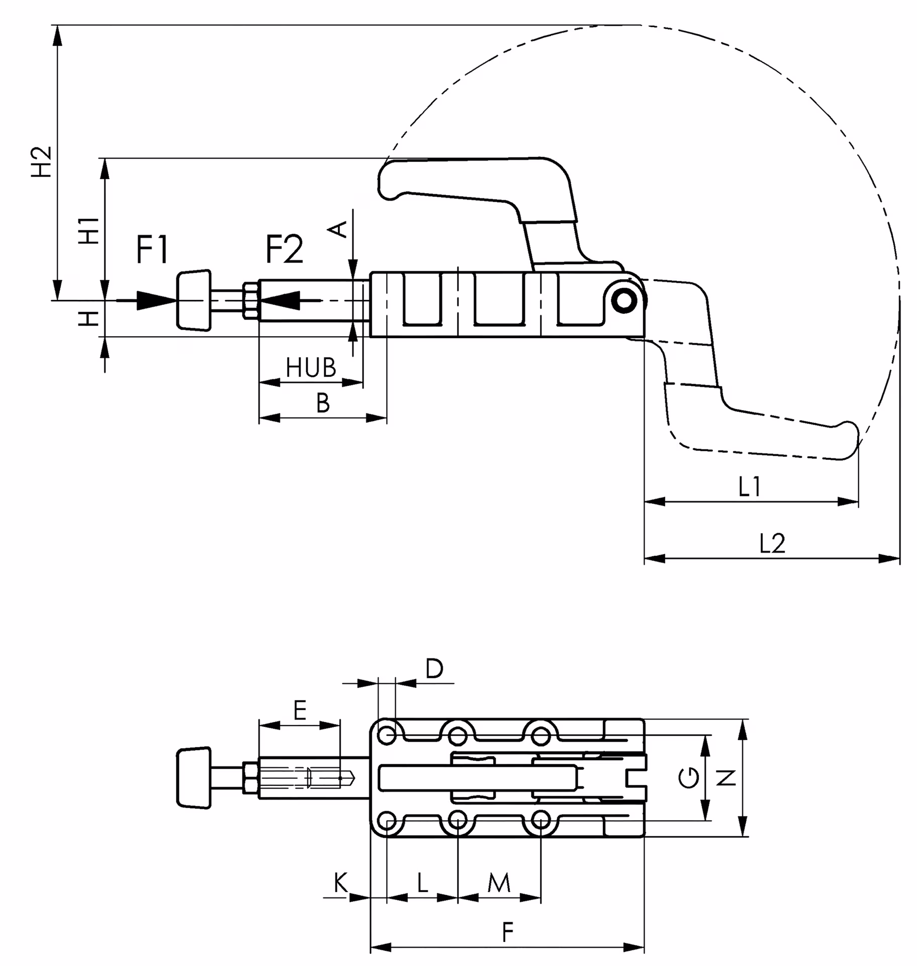 Schubstangenspanner Nr.6842PK Gr.4 schwer massiver Handhebel