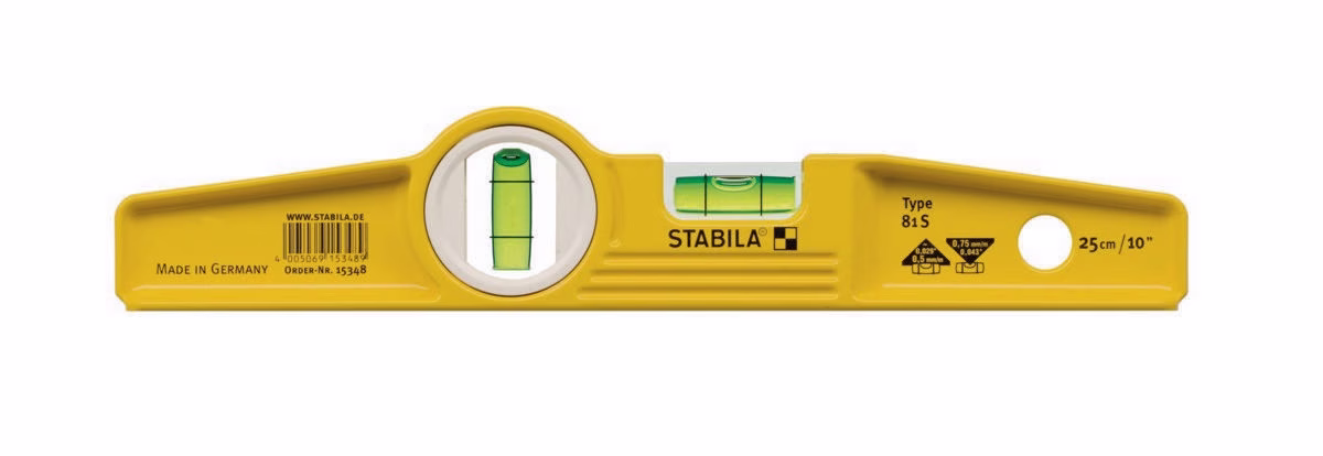 Torpedowasserwaage 81 S 25cm Alu.gelb ± 0,5 mm/m o.Gürteltasche 0,5 mm/m