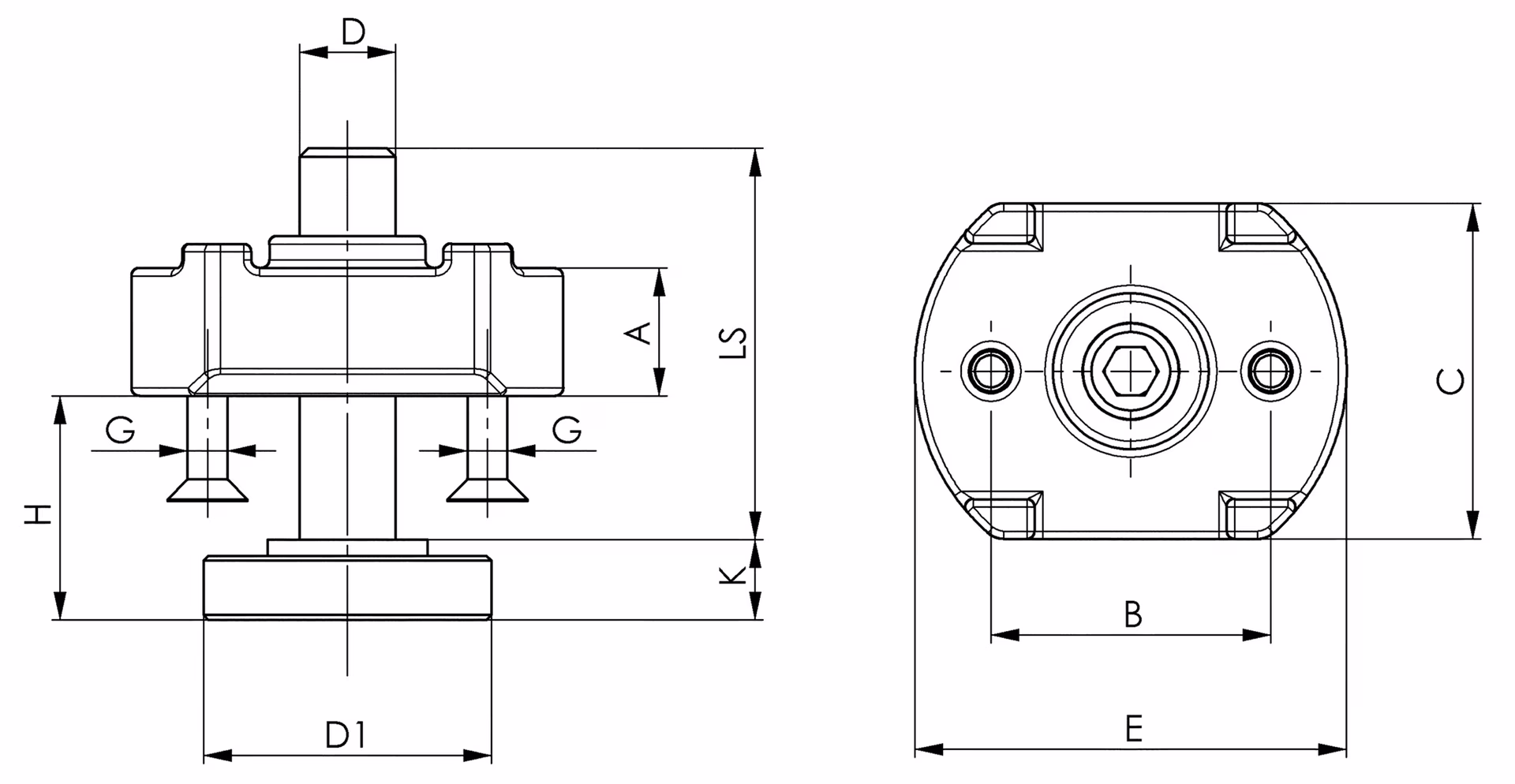 Stützverlängerung Nr.6312S M10 Gewinde-L.39mm