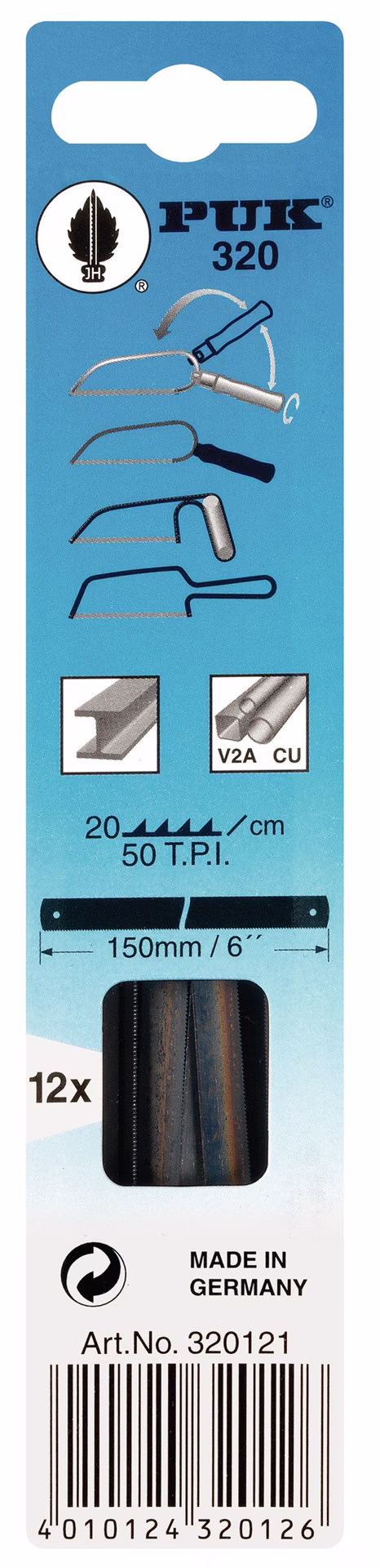 Metallsägeblatt 320 L.150mm ZpZ 50 1-s.12 St./Karte