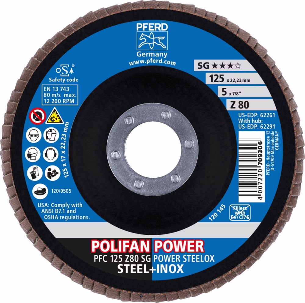 Fächerscheibe POWER STEELOX D.125mm K.80 INOX ZK Z Ausf.kon.PFERD