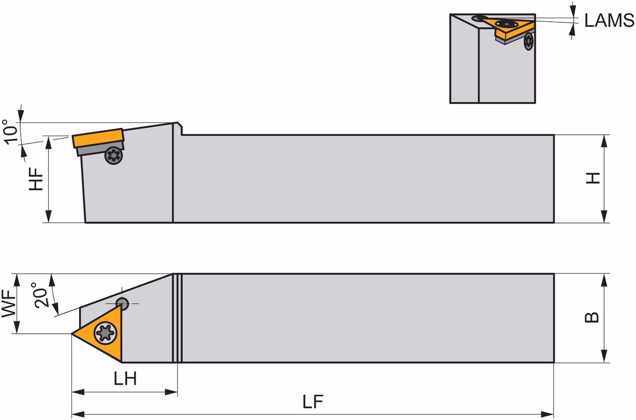 Gewindedrehhalter ISO SEL-S 2525 M 22-A Funktions-L. 150mm Linkslauf