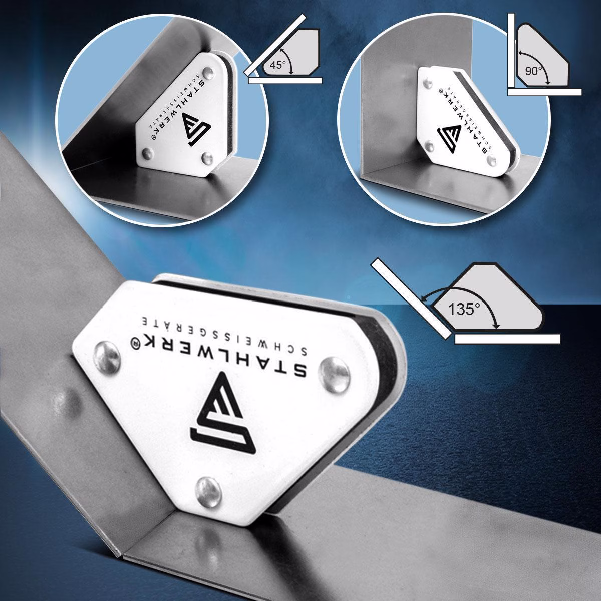 Magnet-Schweißwinkel 9 & 25 lbs/4 & 11,3kg daN 45Grad,90Grad u.135Grad