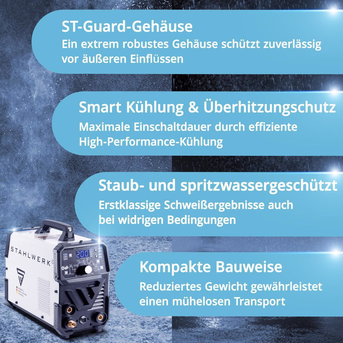 Inverterschweißgerät DC WIG 200 Puls Pro luftg.3m Einzelgerät m.Zub