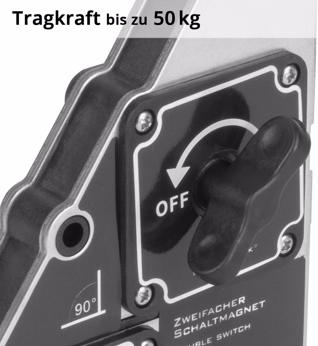 Zweifachschaltmagnet 50kg daN 90Grad