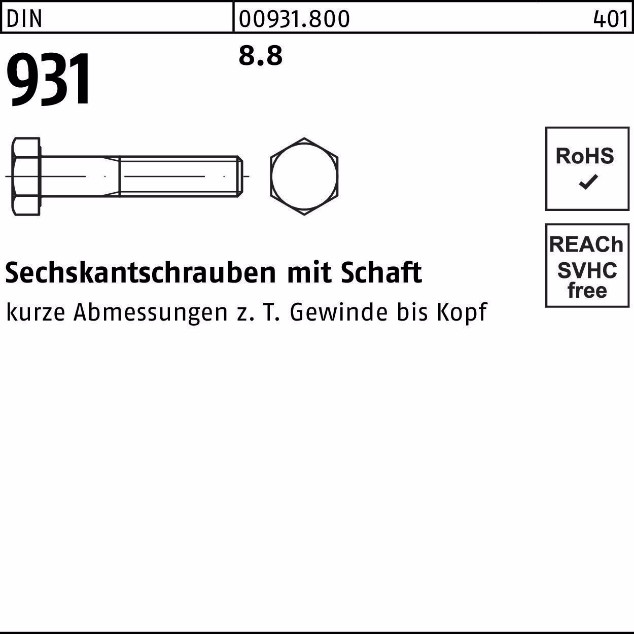Sechskantschraube DIN 931 8.8