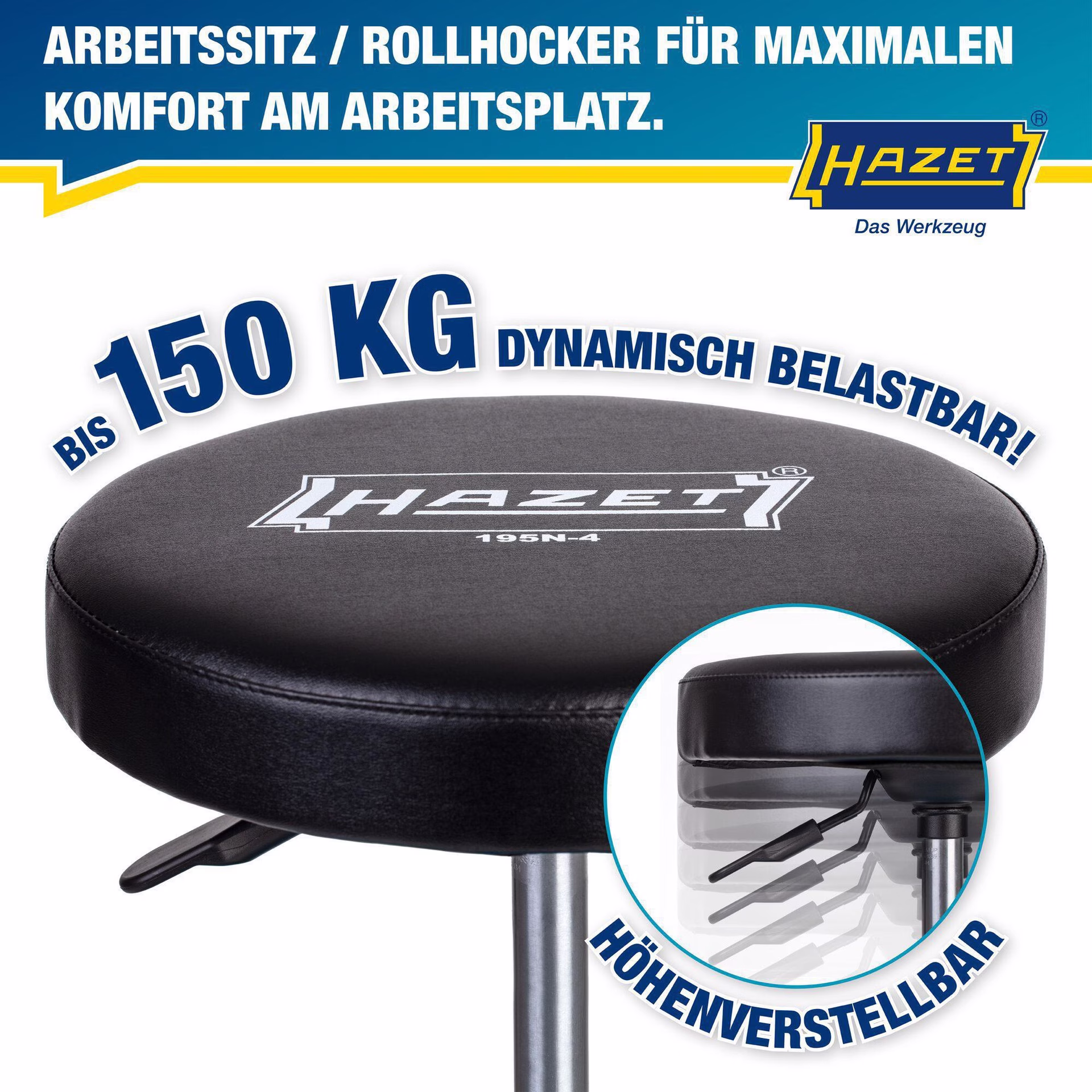 Drehhocker 195N-4 Vierkant-Rohrrahmen Sitz-H.430-550mm