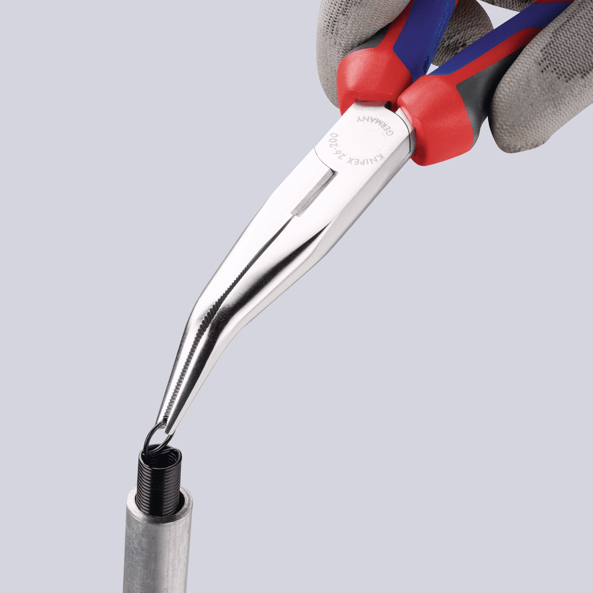 Flachrundzange L.200mm verchr.40Grad gew.Comfort-Griff