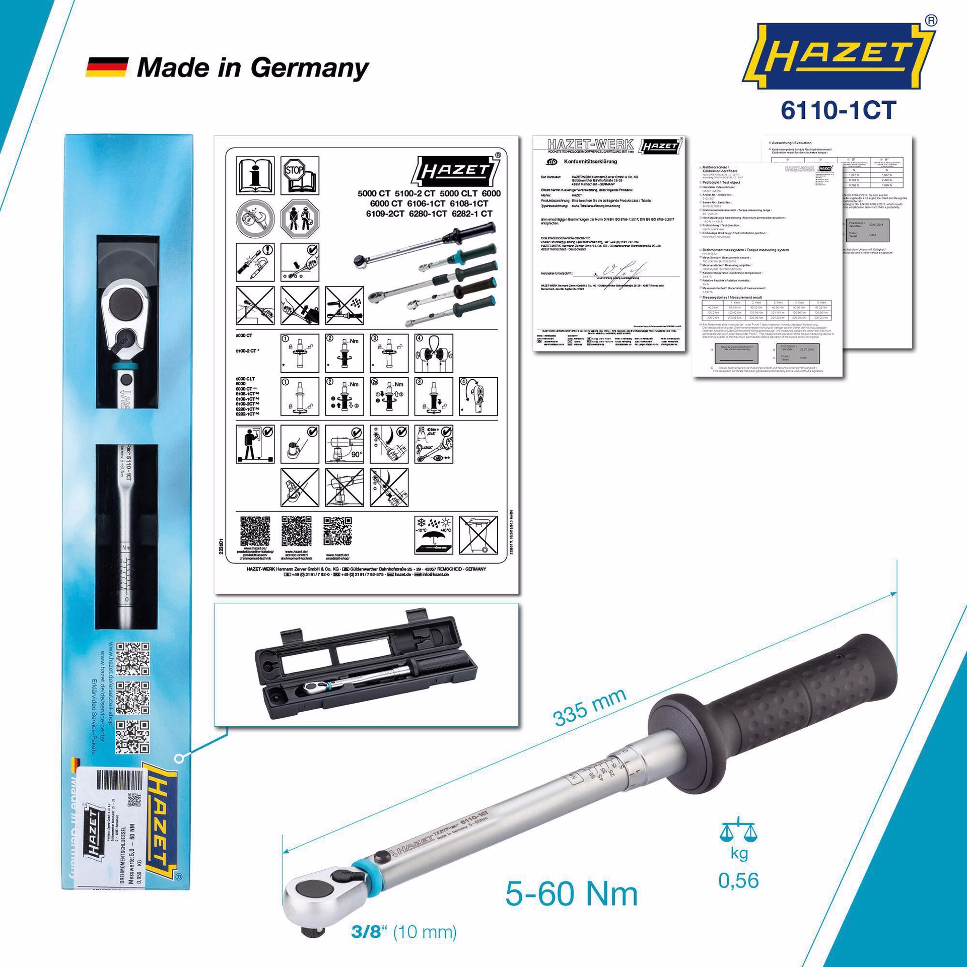 Drehmomentschlüssel 6110-1CT 3/8 Zoll 5-60 Nm