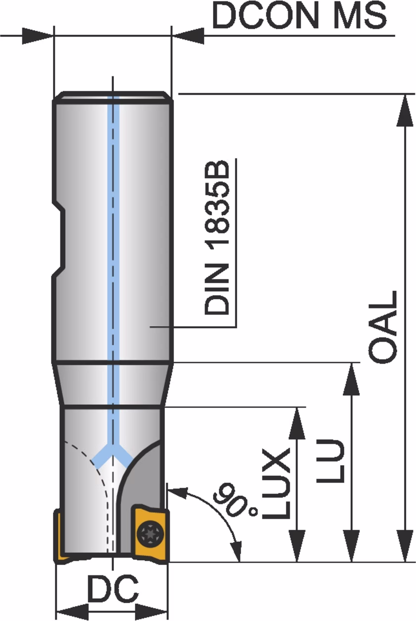 Schulterfräser ISO 12A1R027B16-SAP10D-C D.16mm Rechtslauf Schneid-D.12mm
