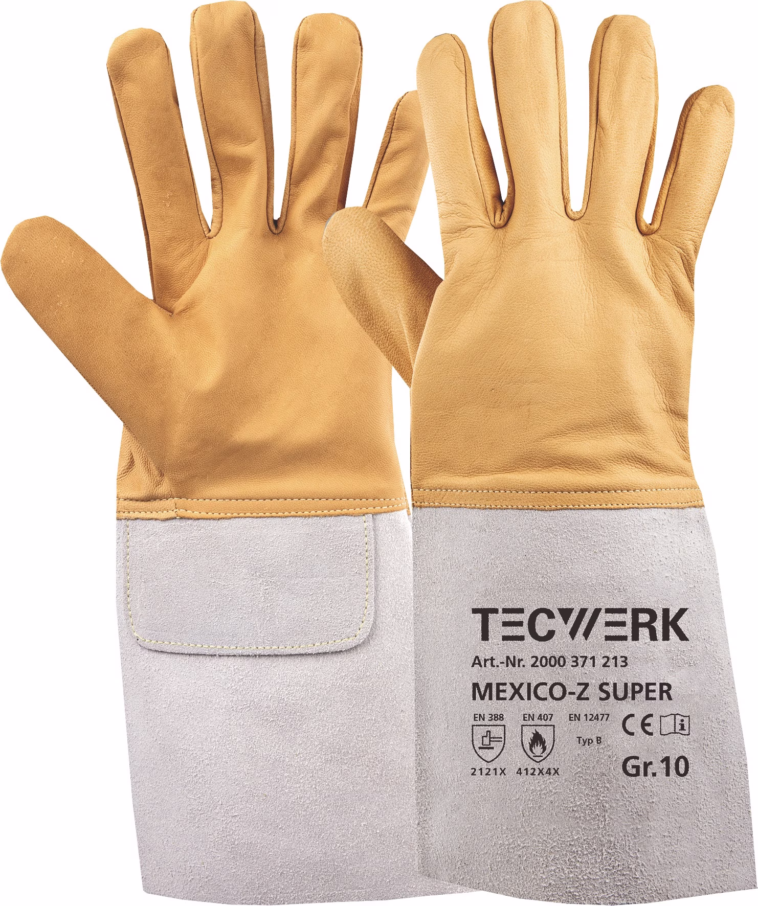 Schweißerhandschuhe Mexico Z Super EN 388, EN 407, EN 12477 PSA-Kategorie II 10 Paar TECWERK