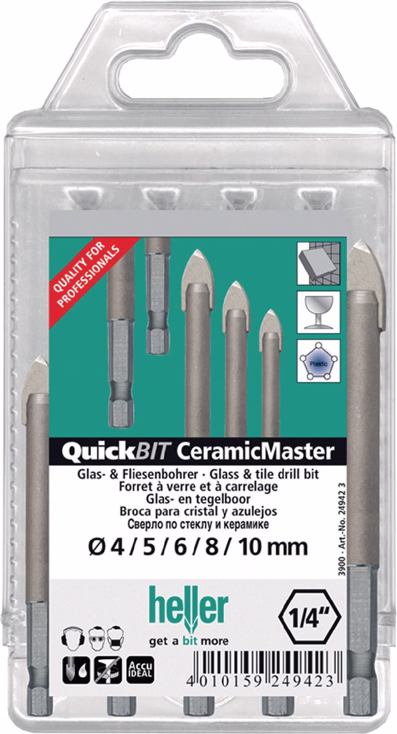 Bohrersatz QuickBit® Ceramik Master 5-tlg.D.4,5,6,8,10mm Schaft 6 kant