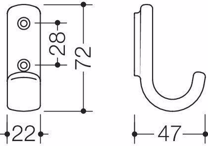 Garderobenhaken 477.90.060 einfach A.48mm PA stahlblau 50 H.75mm