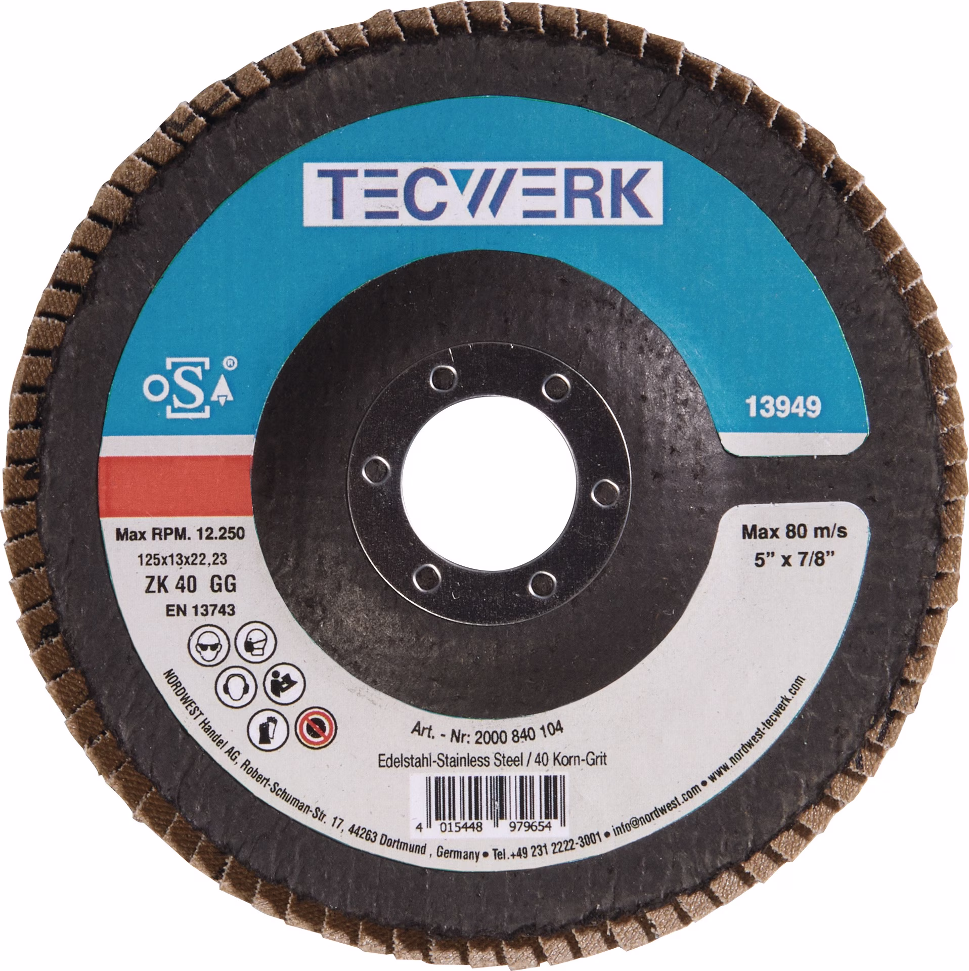 Fächerscheibe Kehlnaht D.125mm kon.INOX ZK