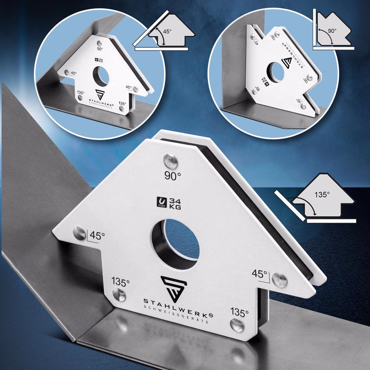 Magnet-Schweißwinkel 75 lbs/34kg daN 45Grad,90Grad u.135Grad