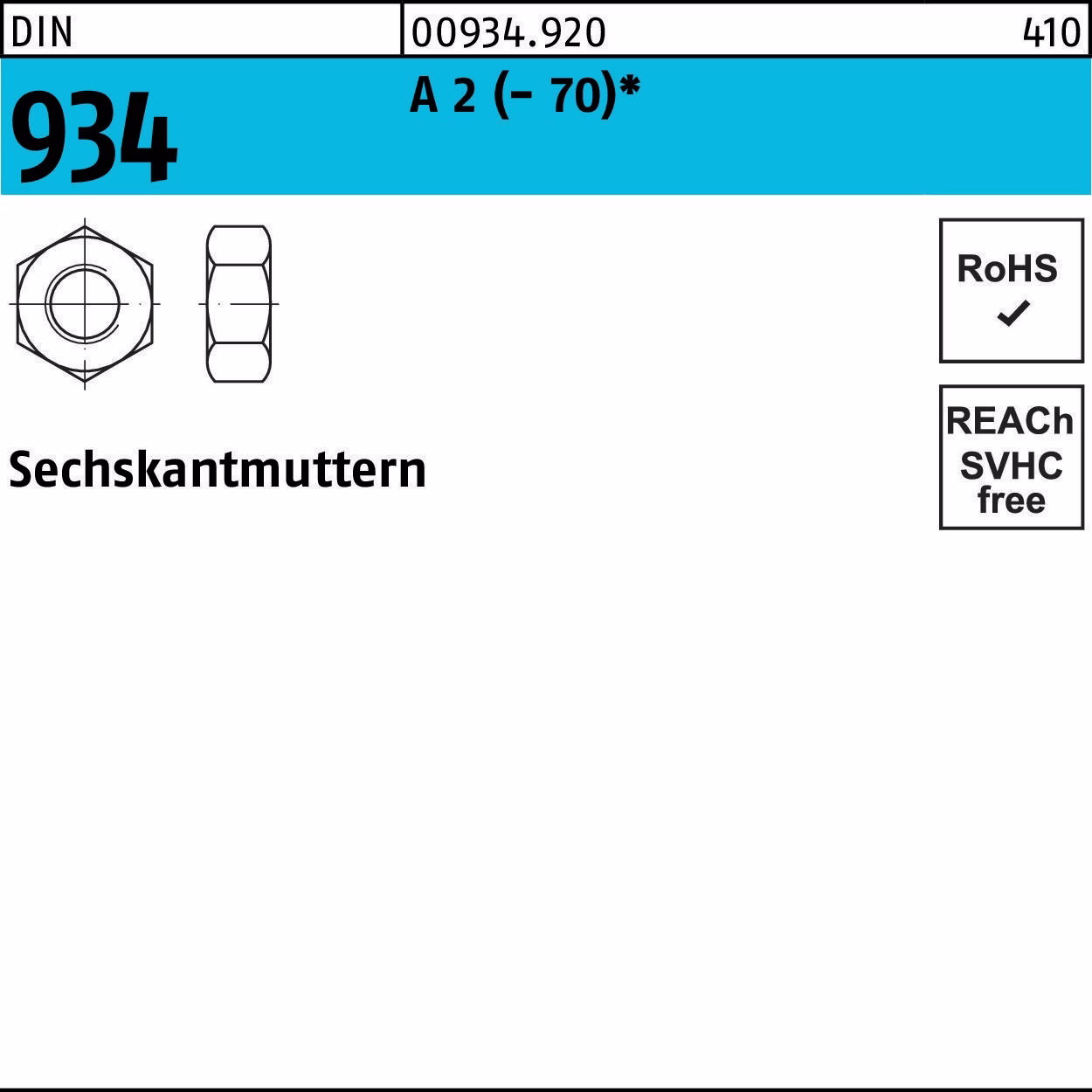 Sechskantmutter DIN 2 (- 70)