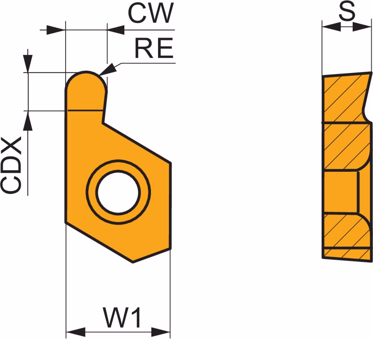Drehwendeschneidplatte ISO X61 0602-R050 R1:6640 Tiefe 1,3mm MT-CVD beschichtet