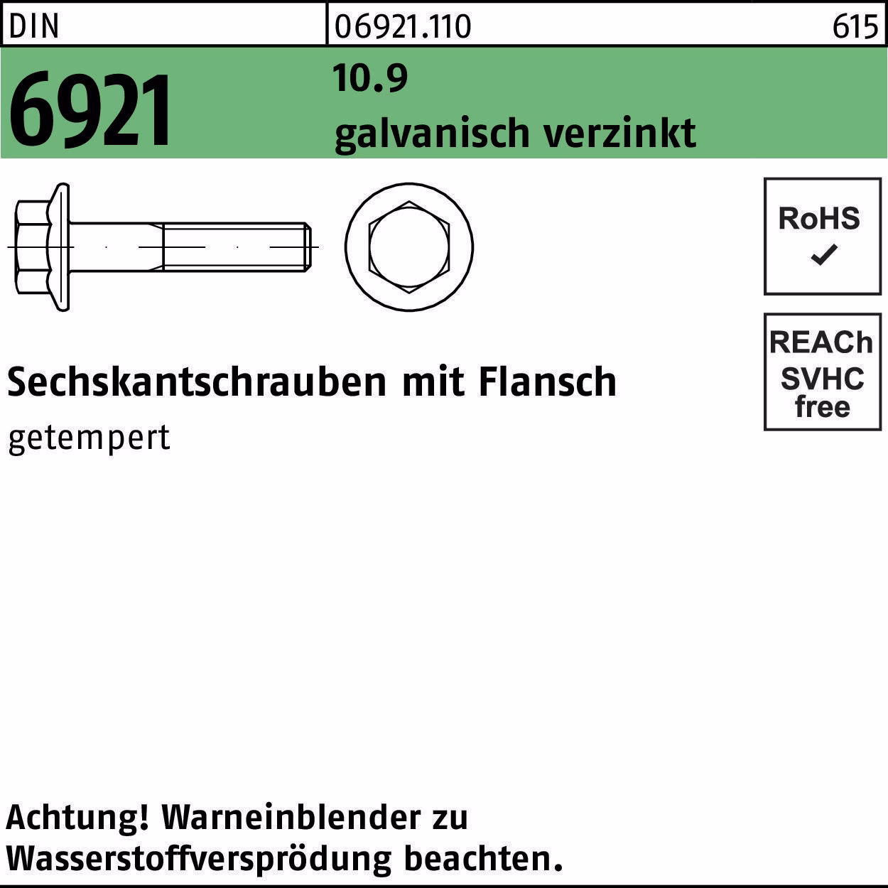 Sechskantschraube DIN 6921 Flansch 10.9 galv.verz.