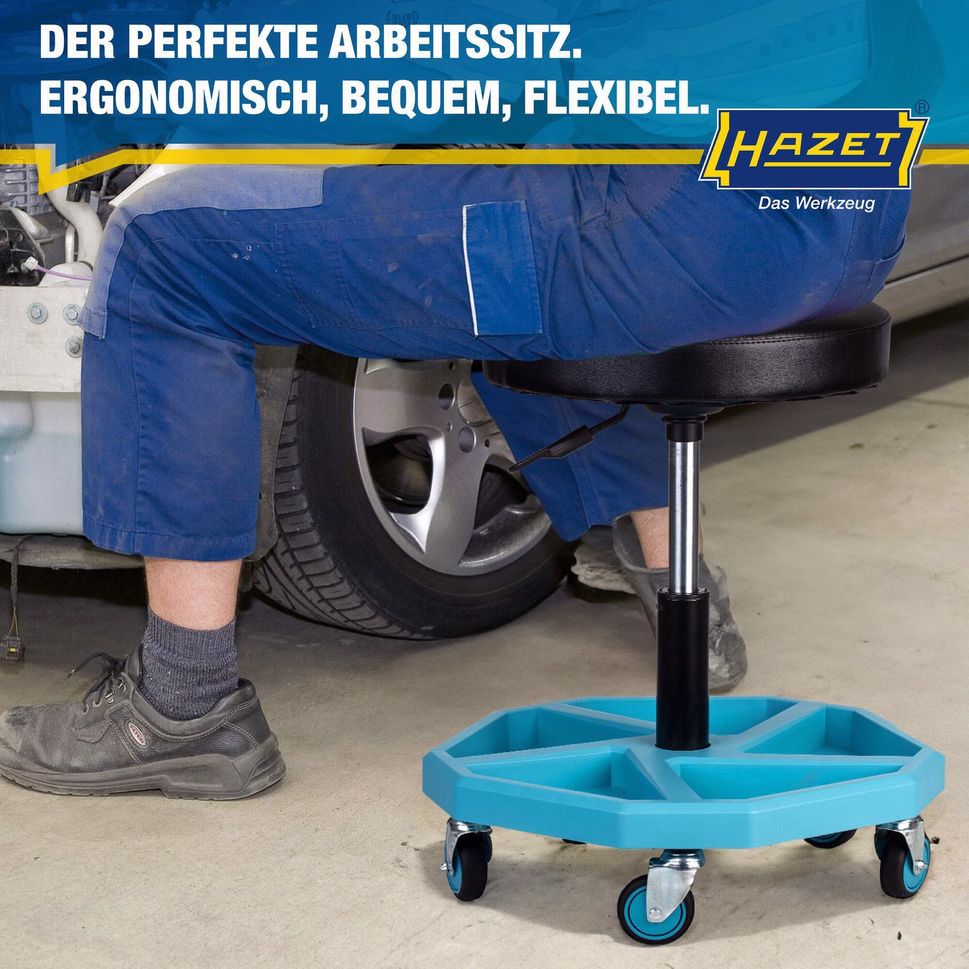 Drehhocker 195N-4 Vierkant-Rohrrahmen Sitz-H.430-550mm