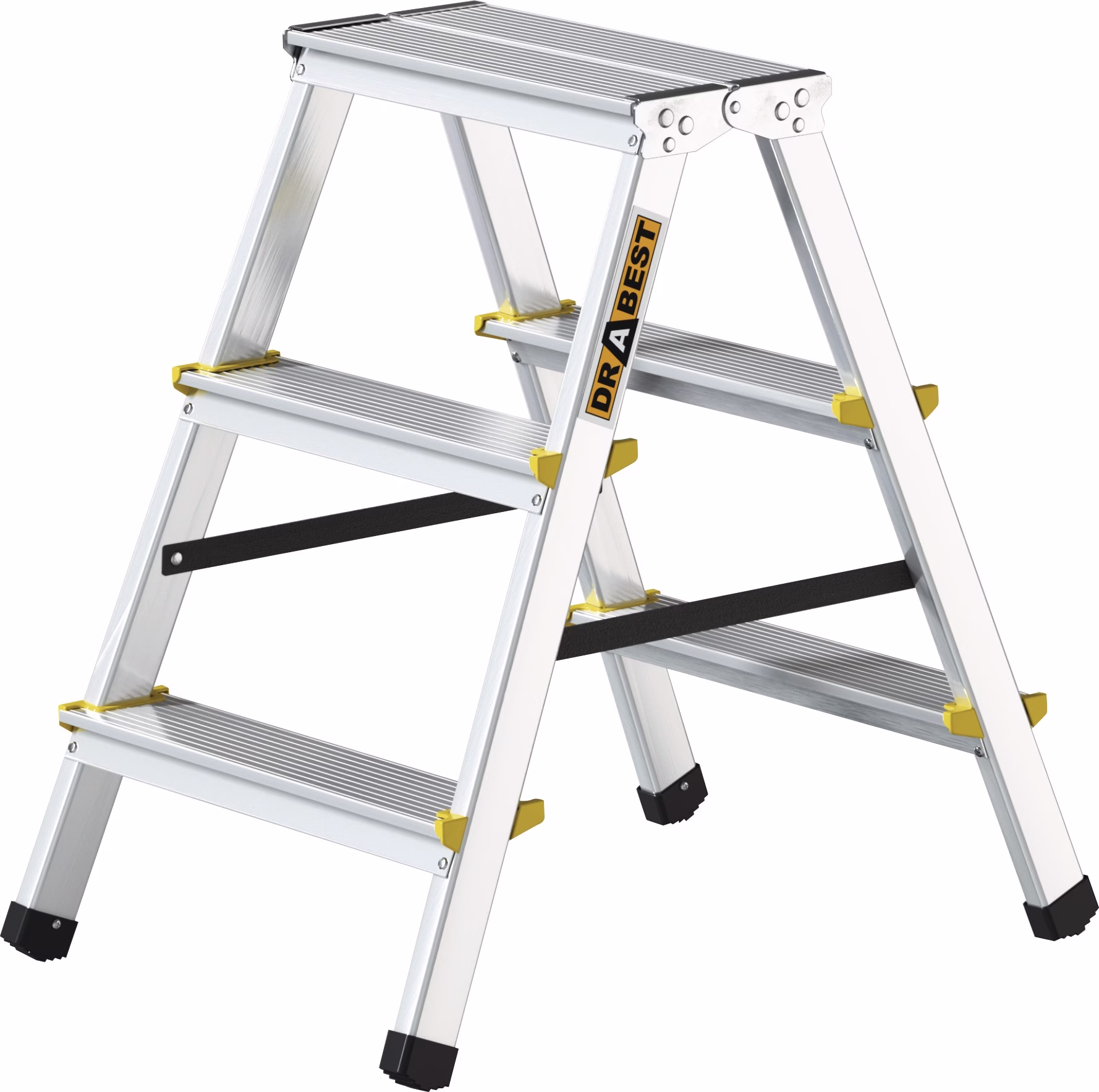 Klapptritt Stufen einschl. Plattform 2 Plattformhöhe 390 mm Aluminium mit Anti-Rutsch-Riffelung
