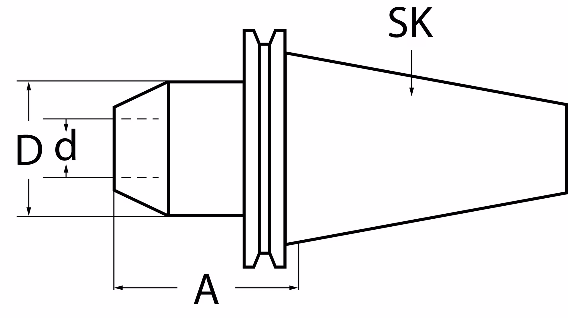Flächenspannfutter DIN 69871AD/B Weldon Spann-D.8mm SK40 A.-L.50mm