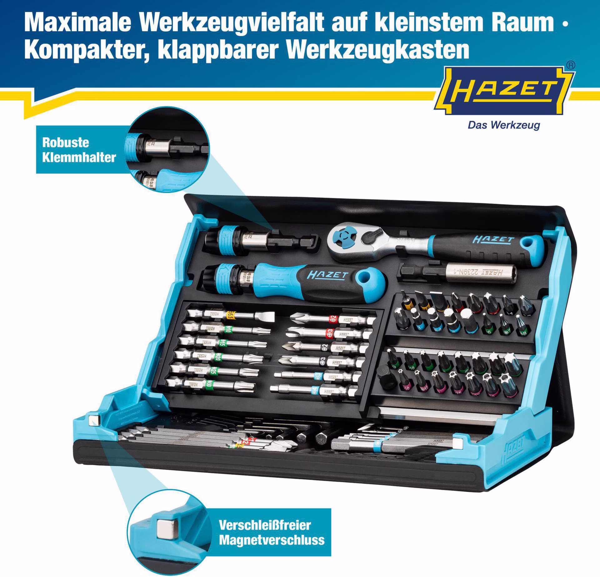 Bitsortiment SmartCase 2200SC-31 73-tlg.Schlitz/PH/PZD/TX/TX m.Zapfen/Innen-6Kt.