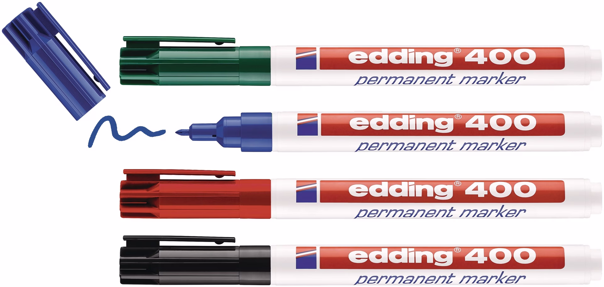 Permanentmarkerset edding 400 schwarz/rot/blau/grün Strich-B.1mm Rundspitze
