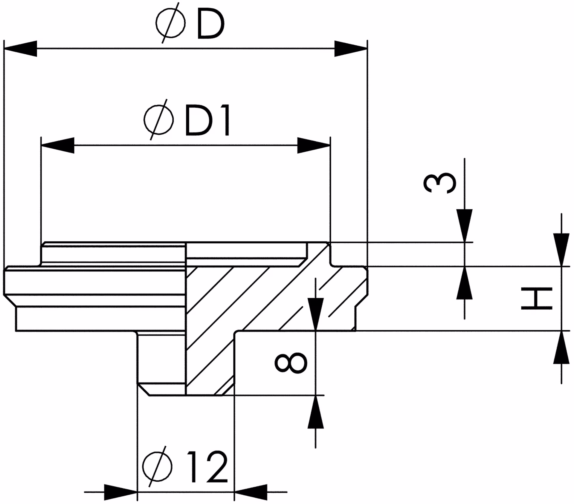 Schraubbockaufsatz Nr.6442 Einsteckzapfen-D.12mm Zentrierplatte AD 45mm