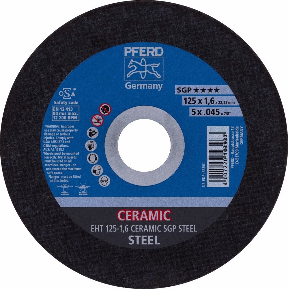 Trennscheibe Ceramic SGP Steel D125x1,6mm ger.STA PFERD