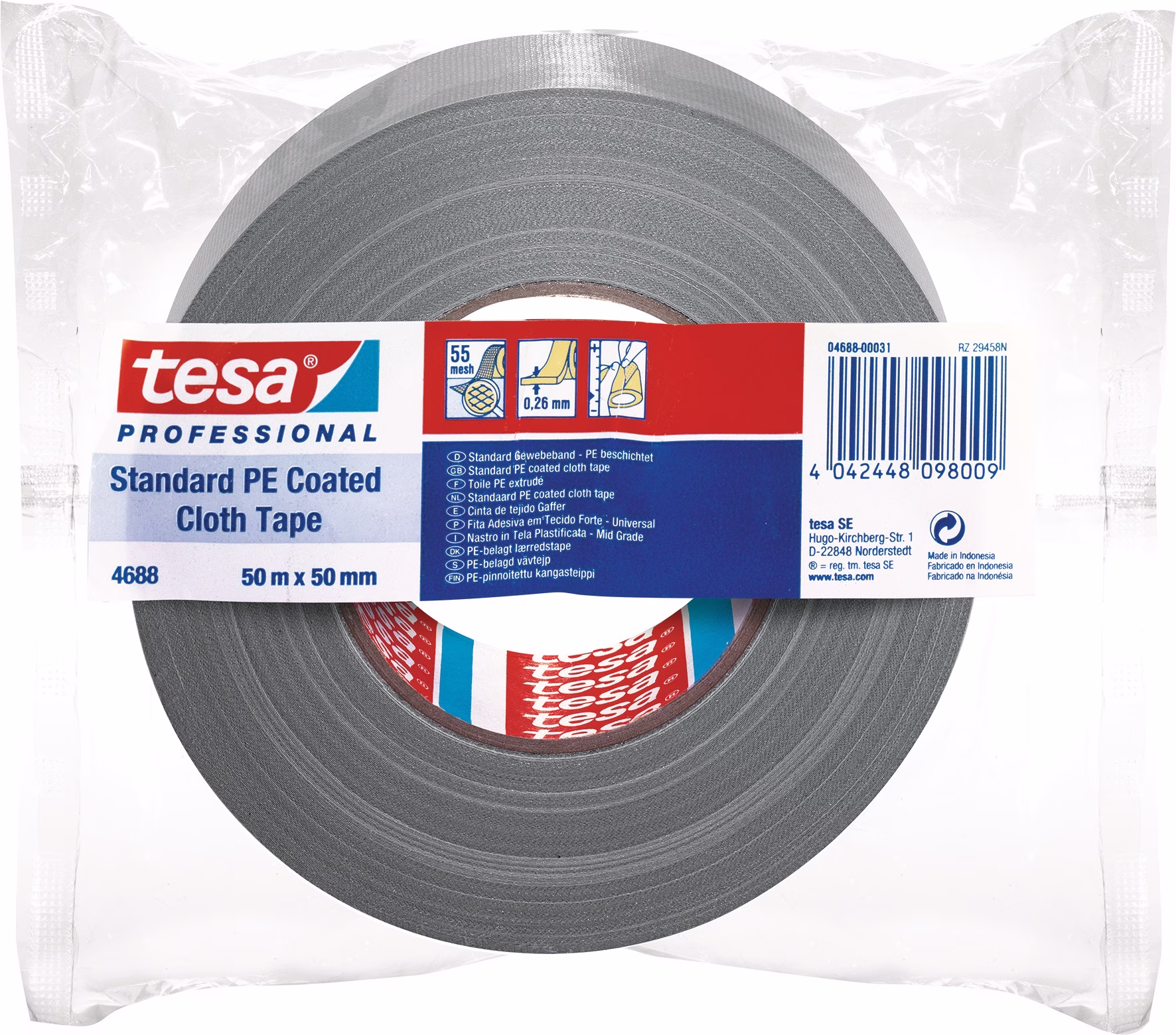 Gewebeband tesaband® Stand.4688 silber-matt L.50m B.50mm Rl
