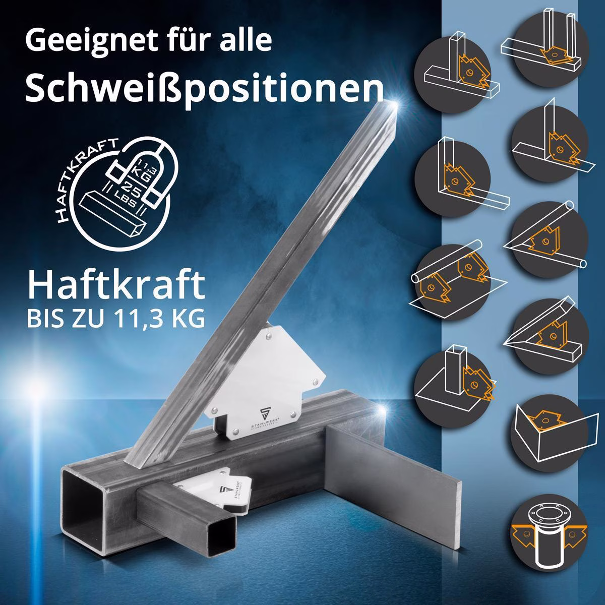 Magnet-Schweißwinkel 9 & 25 lbs/4 & 11,3kg daN 45Grad,90Grad u.135Grad