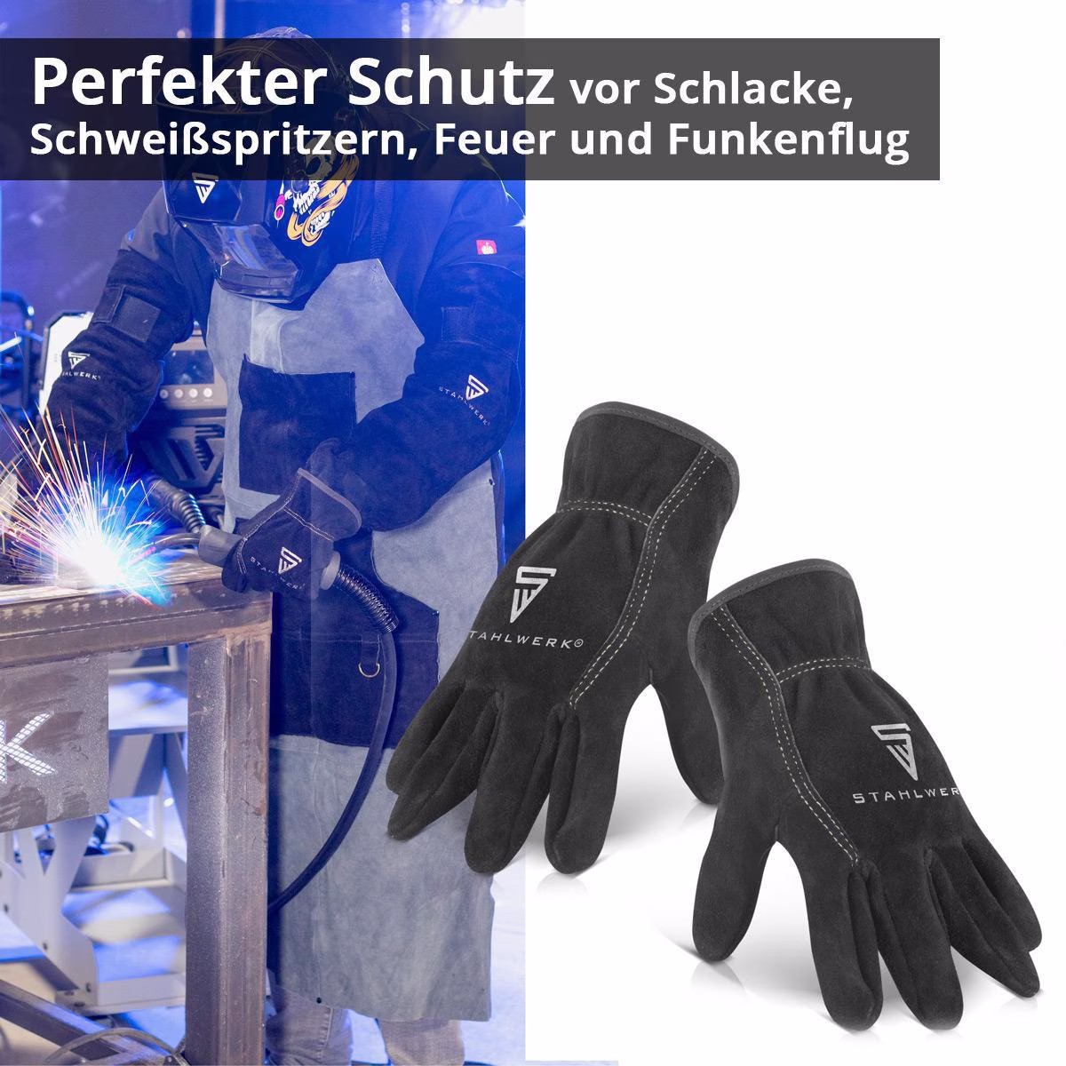 Schweißerhandschuhe Gr.XL Schwarz EN 388:2016 PSA II