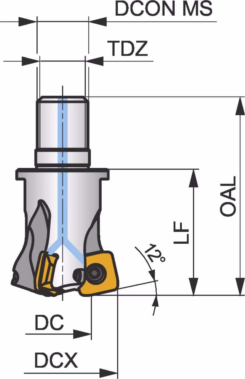 Hochvorschubfräser ISO 35E3R040M16-SSO12-C D.17mm Schneid-D.35mm