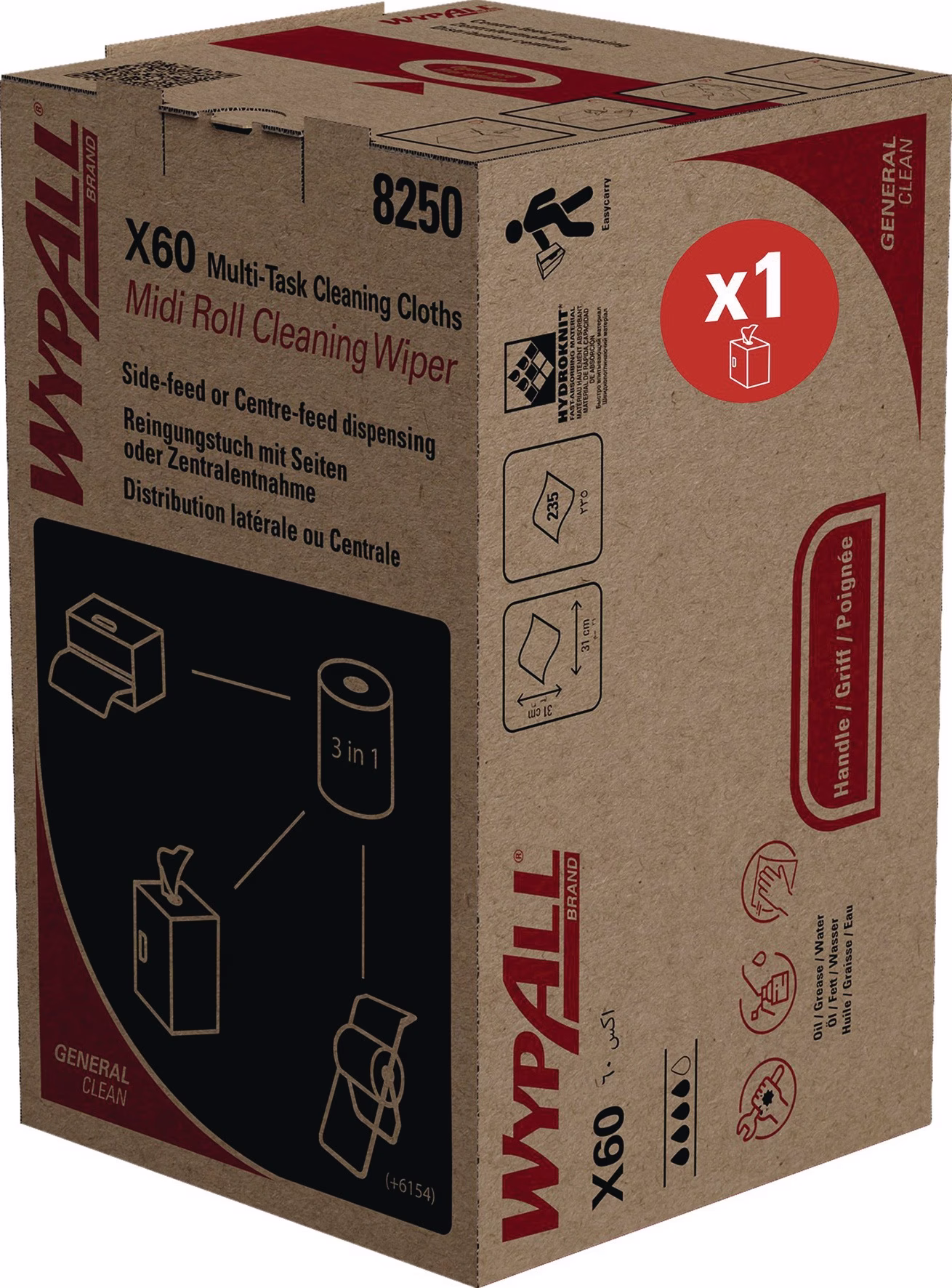 Wischtuch WypAll® X60 8250 blau 235 Tü.1-lagig