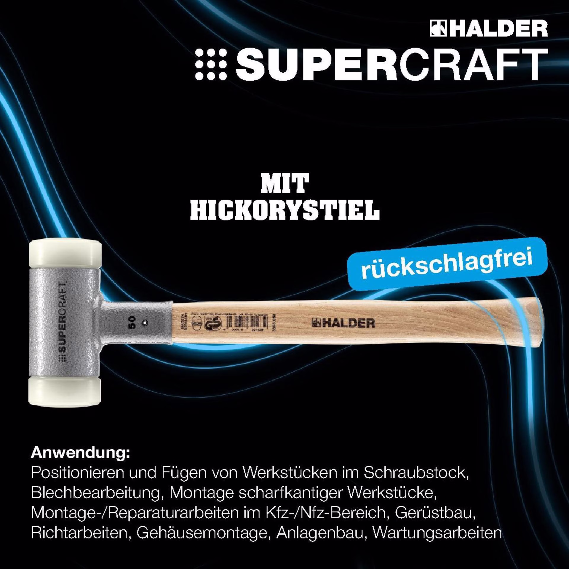 Schonhammer SUPERCRAFT L.305mm Kopf-D.25mm Hickory rückschlagfrei
