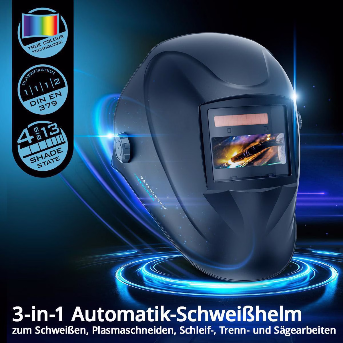 Schweißerschutzhelm WORKER 3-in-1 96x39mm