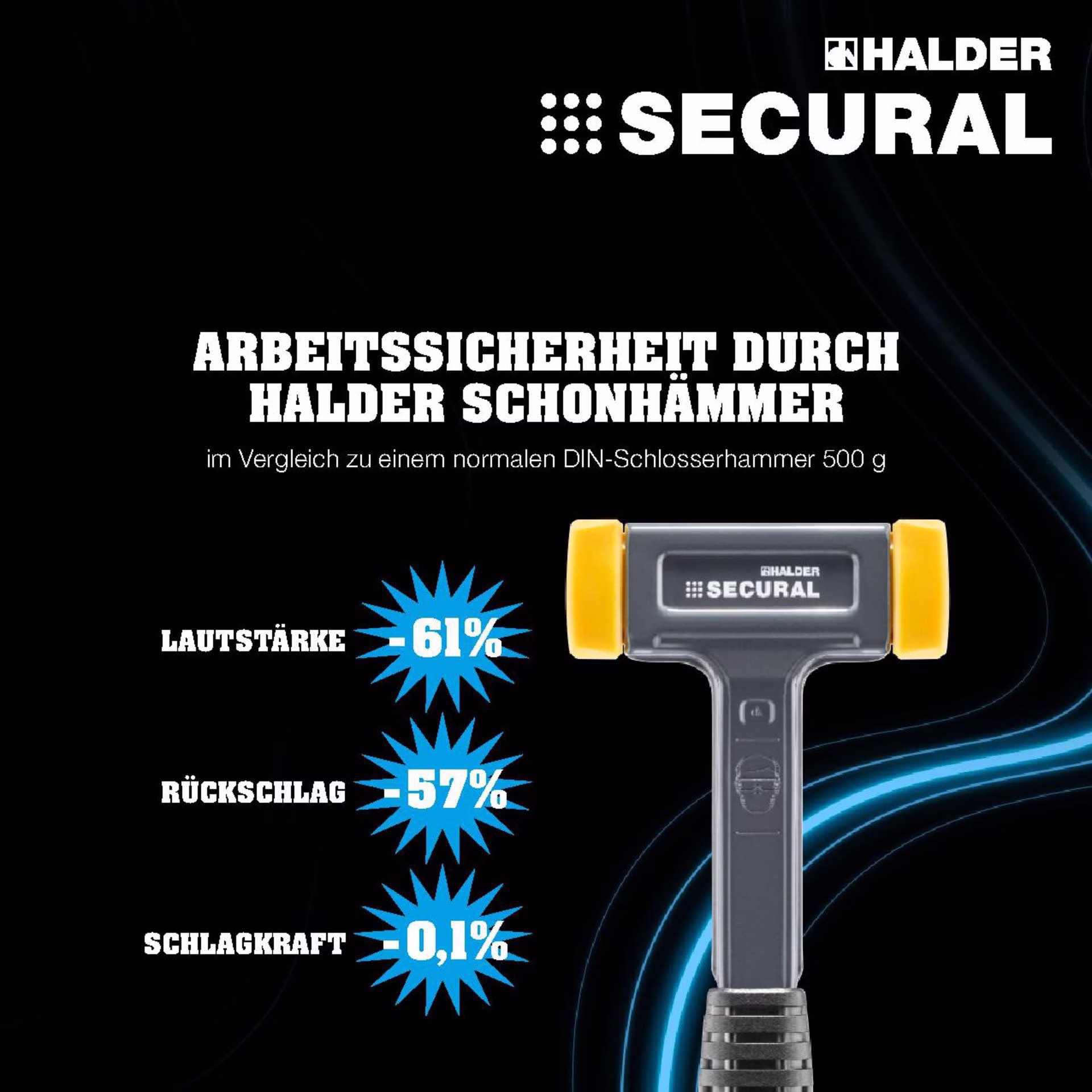 Schonhammer SECURAL L.300mm Kopf-D.30x40mm rückschlagfrei mittelh.PU gelb