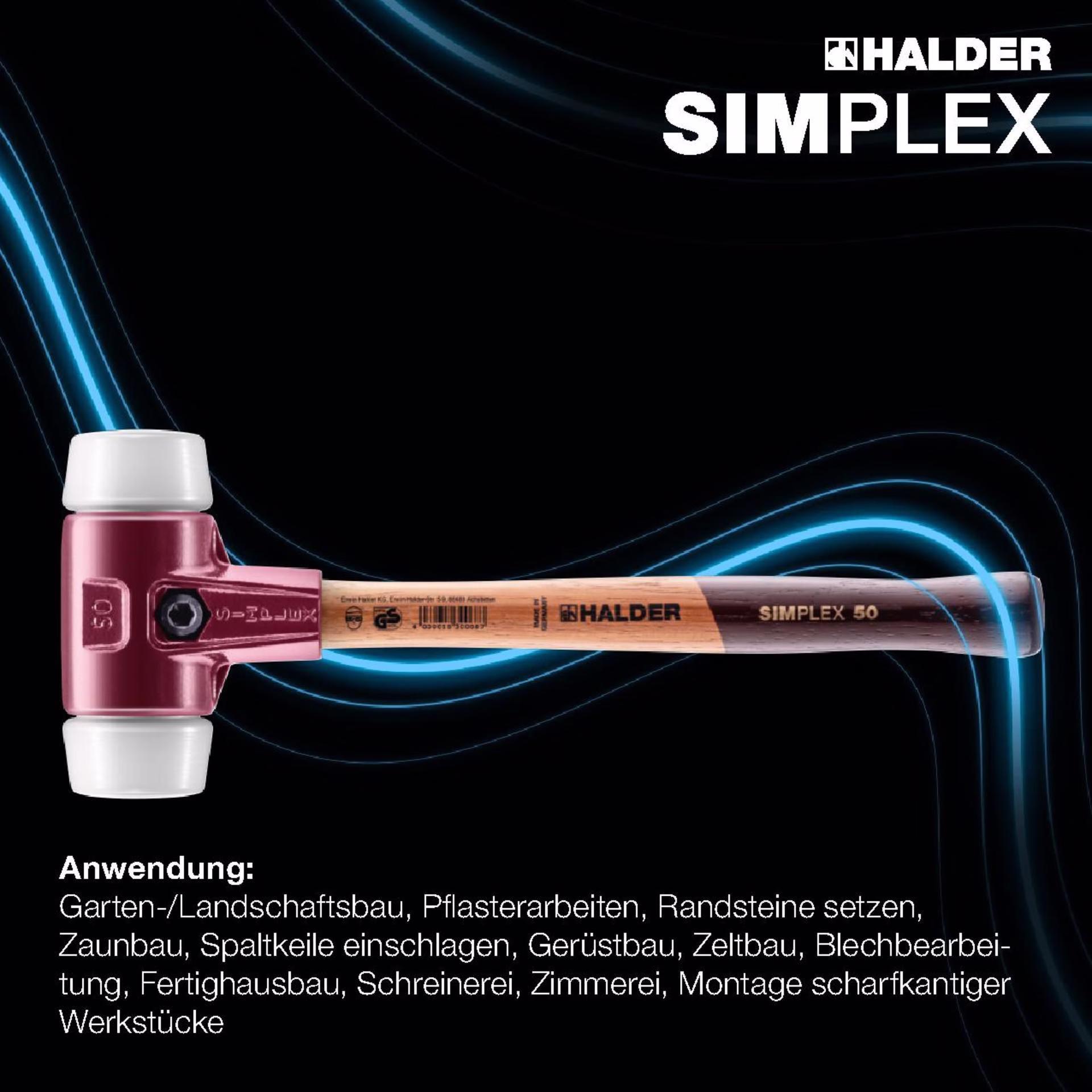 Schonhammer SIMPLEX L.300mm Kopf-D.30mm mittelh.HO Superplastik weiß