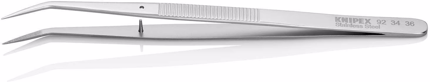 Präzisionspinzette L.155mm 45Grad gew.verchr