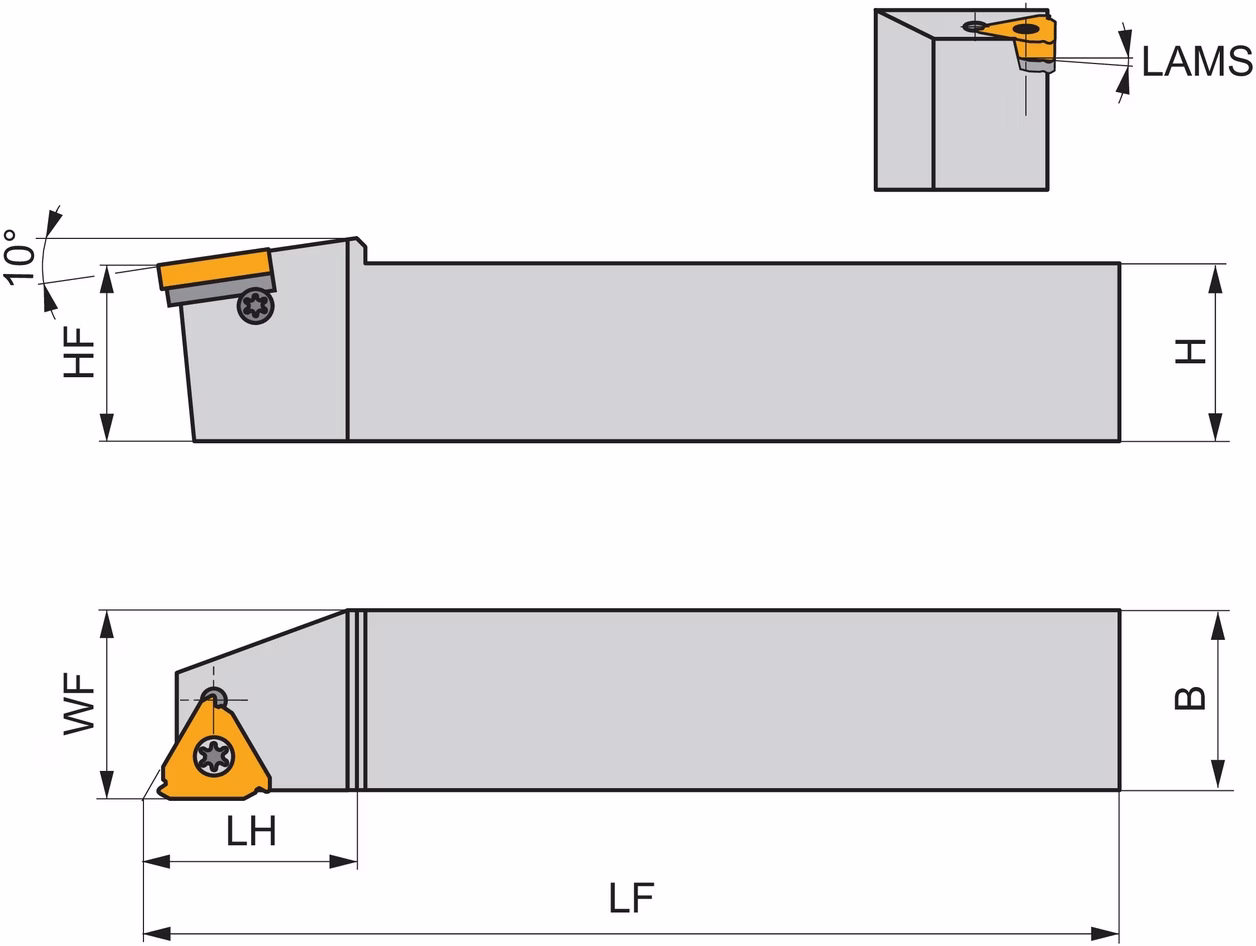 Gewindedrehhalter ISO SER 2020 K 16 Funktions-L. 125mm Rechtslauf