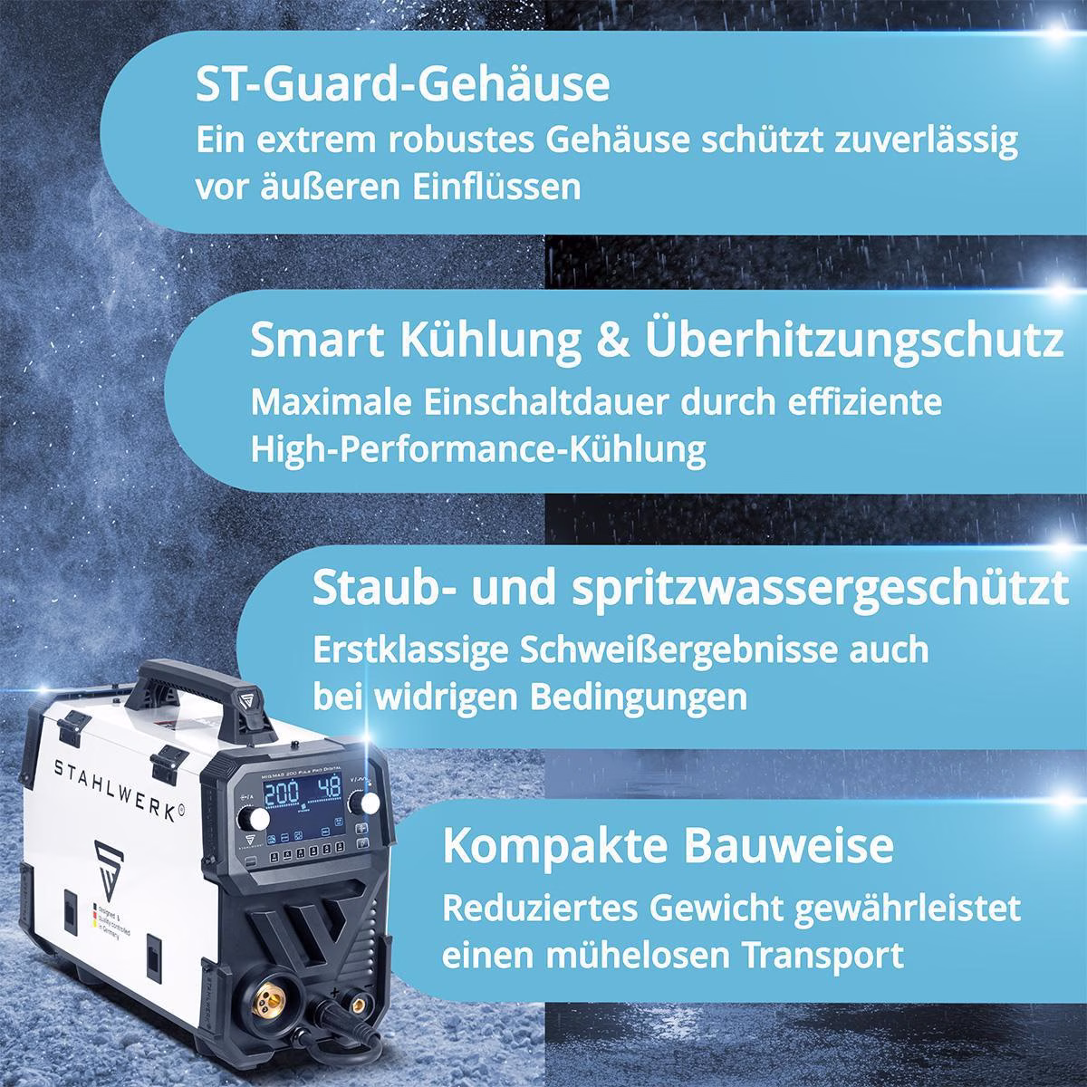 Schutzgasschweißgerät MIG MAG 200 Puls Pro Digital Einzelgerät m.Zub.