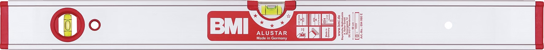 Wasserwaage ALUSTAR Alu.silber ± 0,5 mm/m