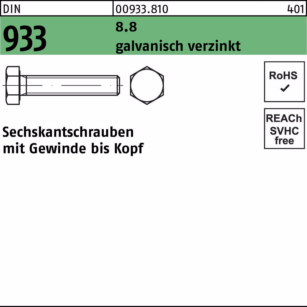 Sechskantschraube DIN 933 VG 8.8