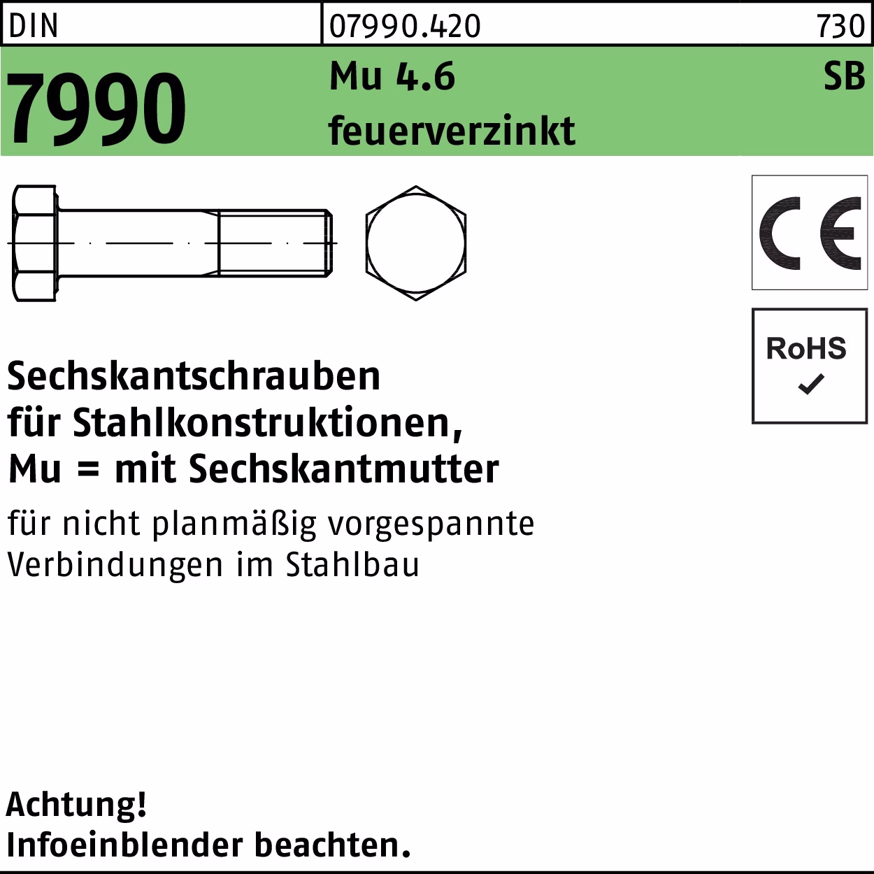 Sechskantschraube DIN 7990 CE 4.6